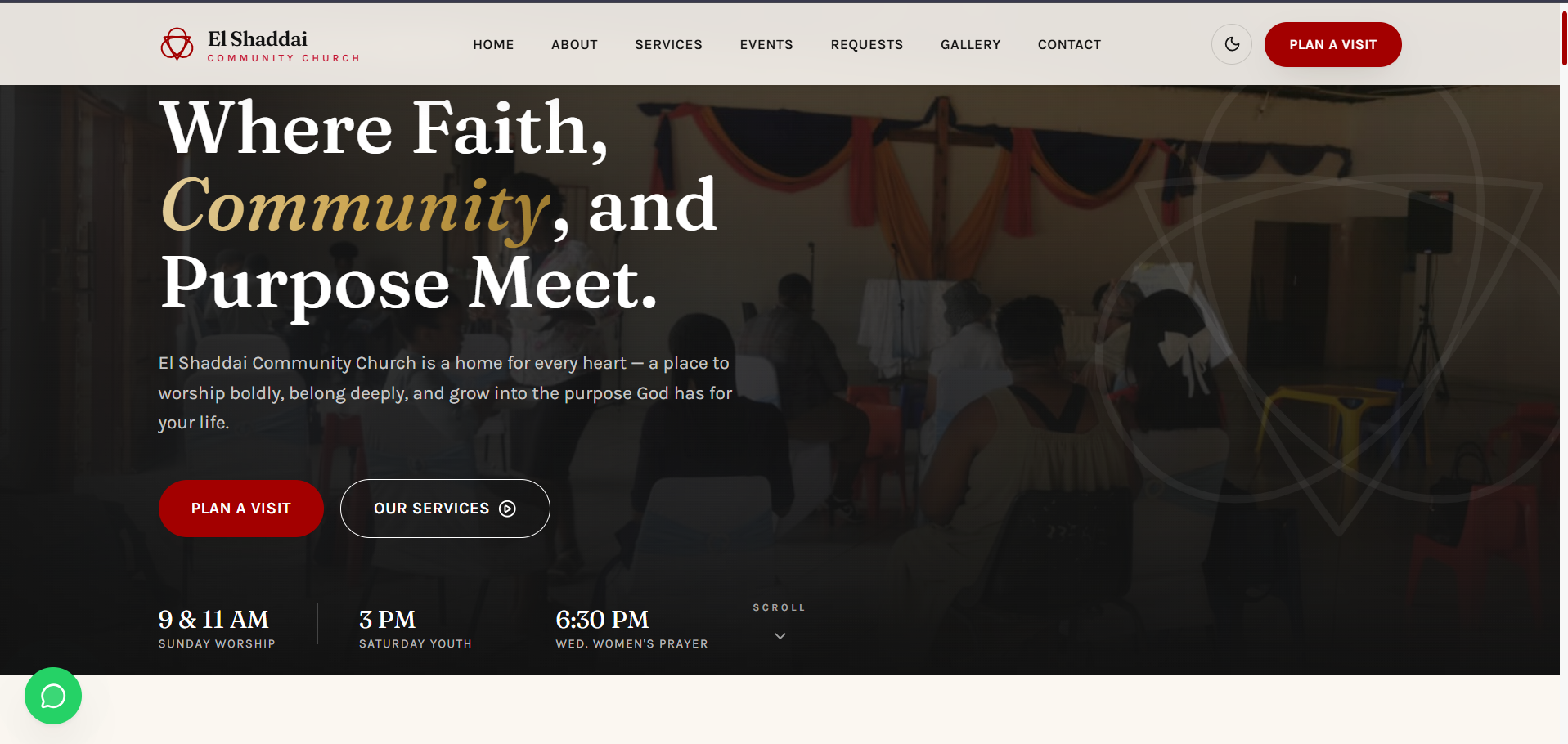 EL Shaddai Church landing page